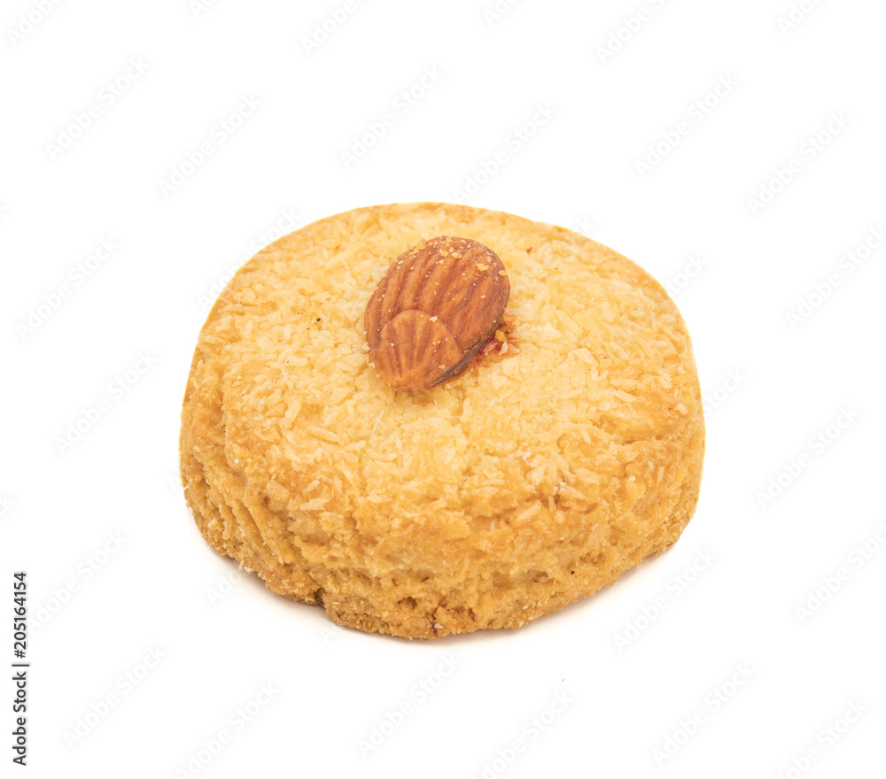 Healthy Homemade Sweet Almond Cookie or biscuit Also Know as Nan Khatai isolated on white background Healthy Homemade Sweet Almond Cookie or biscuit Also Know as Nan Khatai isolated on white background