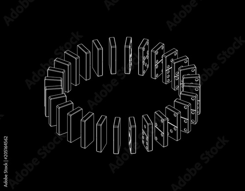 Circle of dominoes. Isolate...