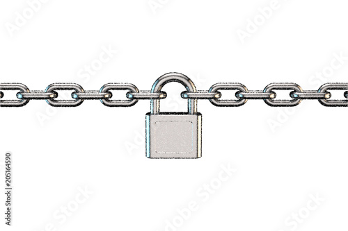 Padlock connecting chains. ...