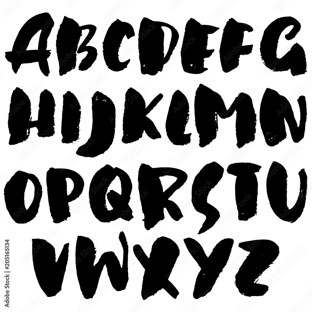 Grunge distress font. Modern dry brush ink letters. Handwritten alphabet. Vector illustration. Grunge distress font. Modern dry brush ink letters. Handwritten alphabet. Vector illustration.