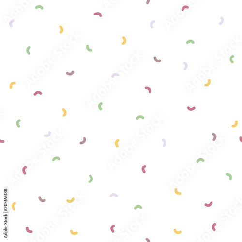 Seamless pattern, falling confetti with white background, vector illustration