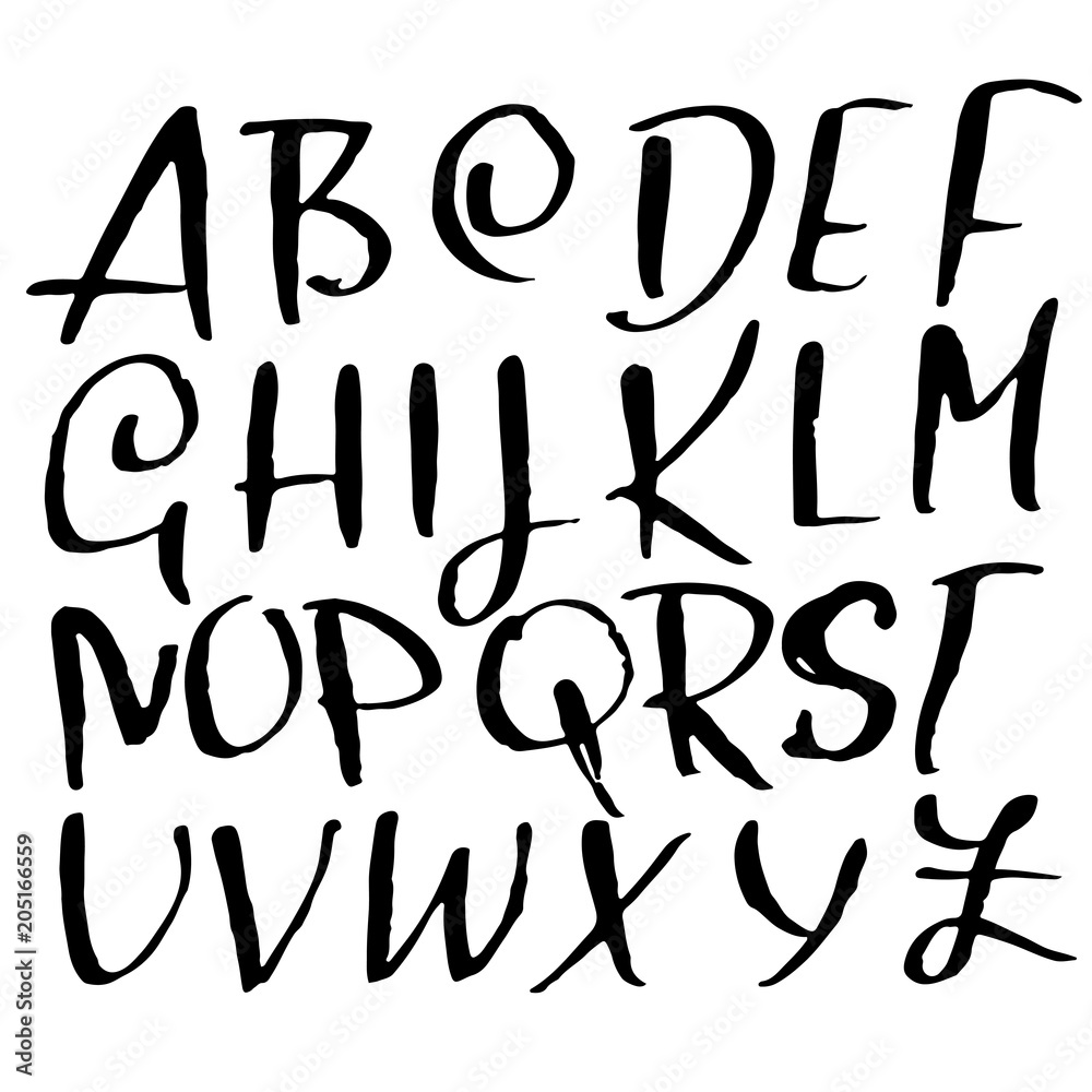 Grunge distress font. Modern dry brush ink letters. Handwritten alphabet. Vector illustration. Grunge distress font. Modern dry brush ink letters. Handwritten alphabet. Vector illustration.