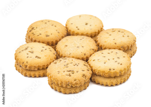 Salted Cumin Cookies or Jeera Cookies as we call them in India are ideal for tea time. Little Sweet and Little Salty isolated on White Background