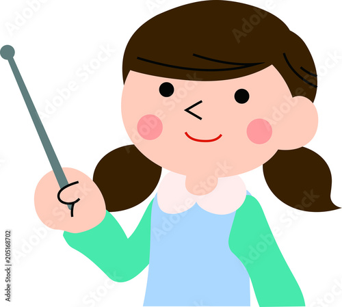Pointing girl with pigtails 2