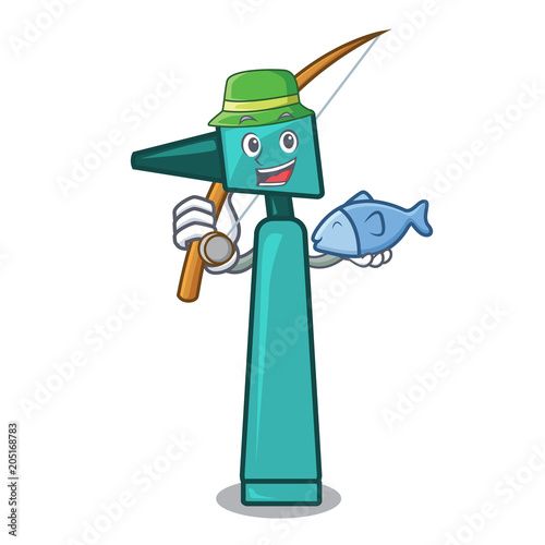 Fishing otoscope mascot cartoon style