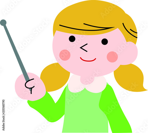 Pointing girl with pigtails 1