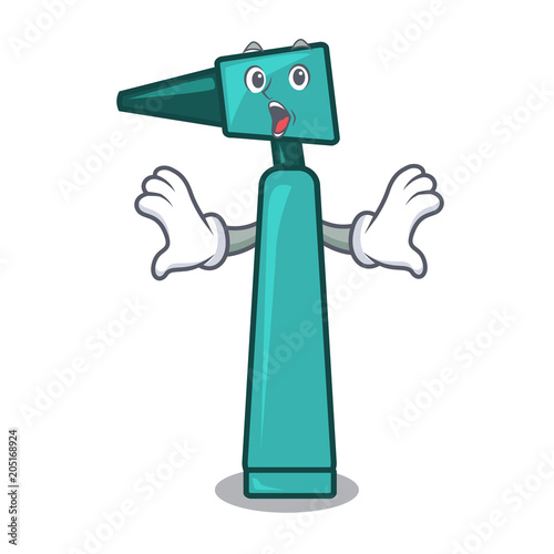 Surprised otoscope mascot cartoon style
