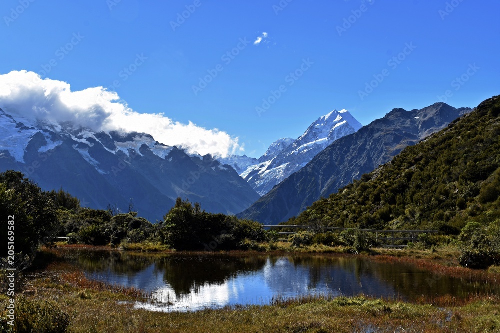 Red Tarns in Mount Cook, New Zealand. 