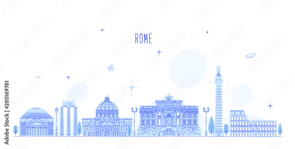Rome skyline Italy city buildings vector