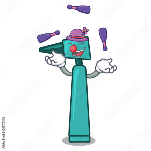 Juggling otoscope mascot cartoon style