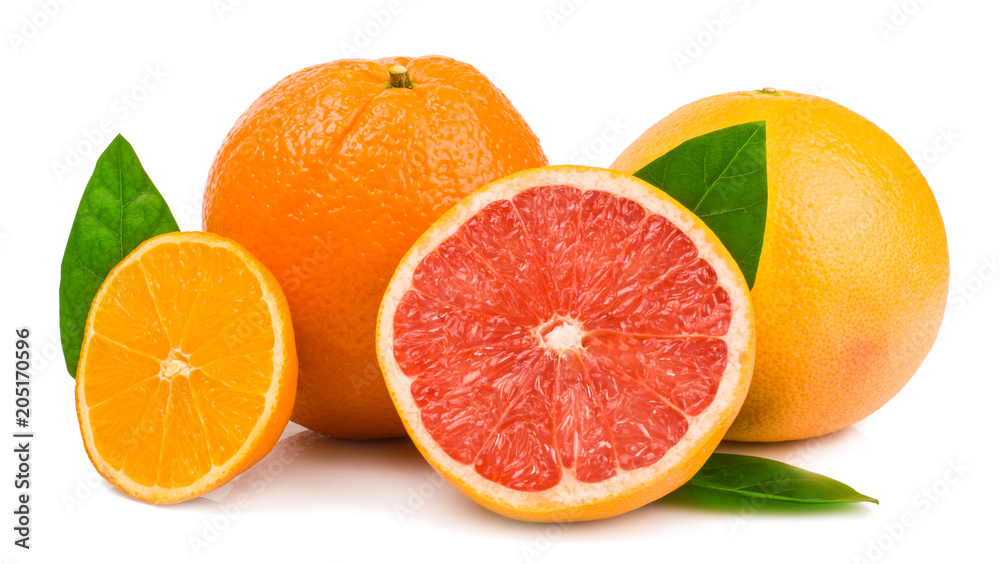 orange and grapefruit isolated on white orange and grapefruit isolated on white