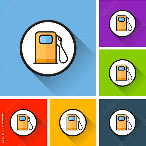 fuel pump icons with long shadow