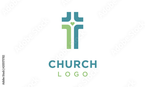 Jesus Chrsit Cross Crossroad with Heart in the middle for Christian or Church logo design inspiration