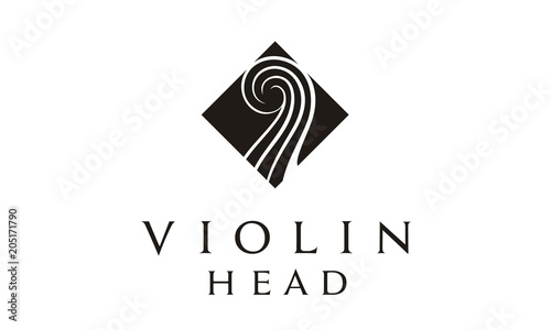 Headstock Violin Fiddle Cello Bass music instrument logo design 