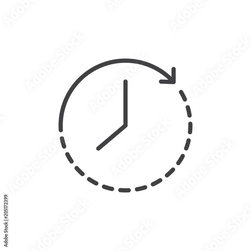 Passage of time outline icon. linear style sign for mobile concept and web design. Arrow around the clock simple line vector icon. Symbol, logo illustration. Pixel perfect vector graphics