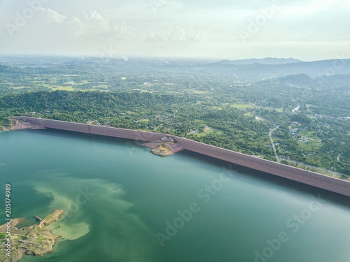 The Khun Dan Prakan Chon Dam, Nakhon Nayok Province, Thailand, this is the biggest dam in Thailand. It is also the largest and longest roller compacted concrete (RCC) dam in the world. photo