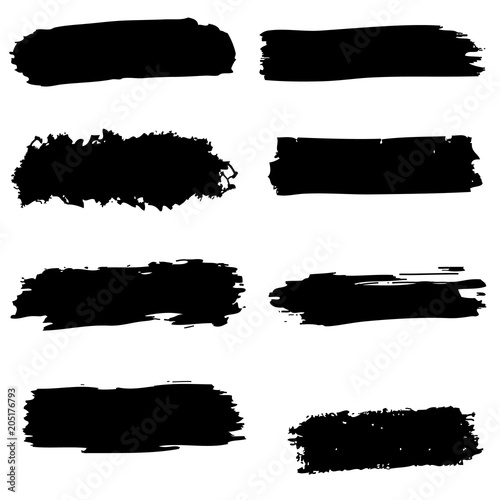 set of grungy labels, abstract brush stroke