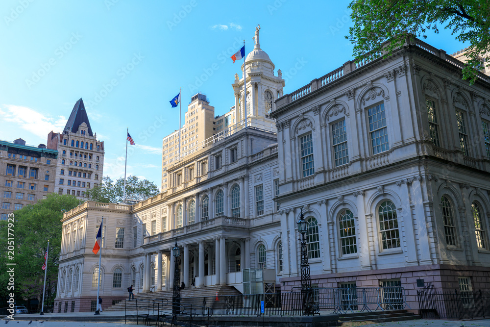 New York City Hall building in lower Manhattan