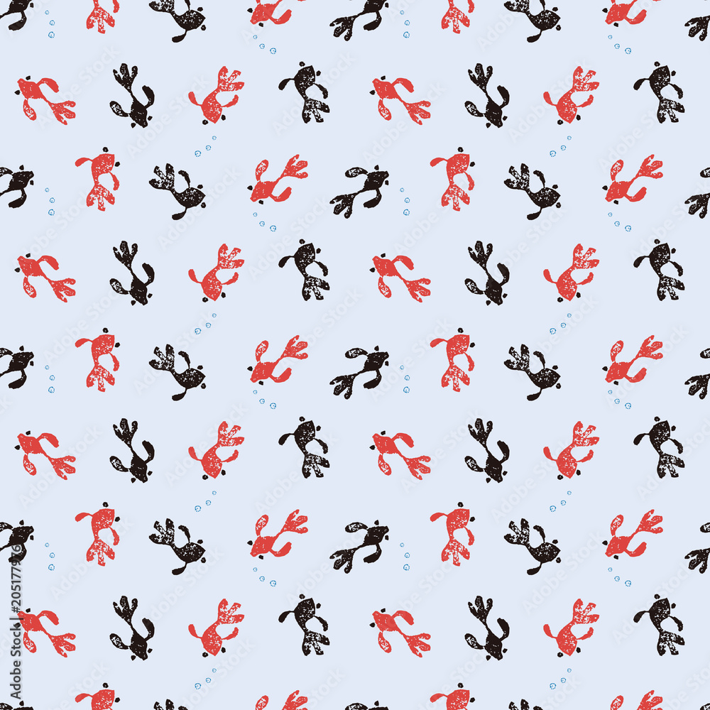 赤と黒の金魚模様 スタンプイラスト 夏イメージ Stock Vector Adobe Stock