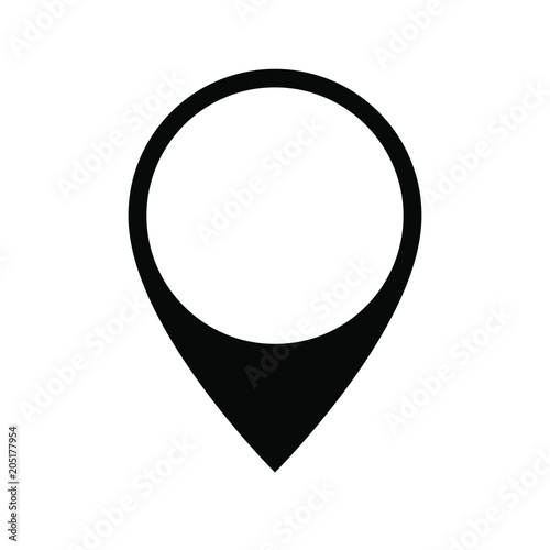 Map pointer icon. Navigation on the map sign. Tag black symbol isolated on white background. Vector illustration