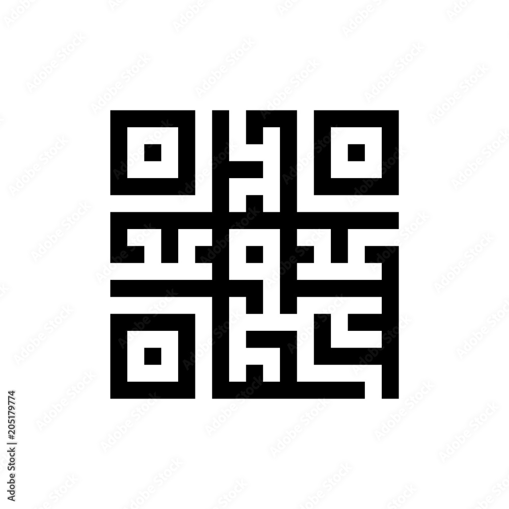 Scanning qr code code. Digital check maze label Scanning qr code code. Digital check maze label