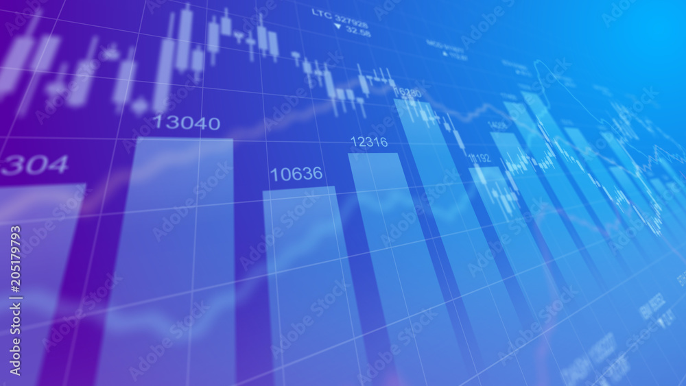 Bar graph of cryptocurrency stock exchange market indices concept. Abstract currency rate chart purple background. Bar graph of cryptocurrency stock exchange market indices concept. Abstract currency rate chart purple background.