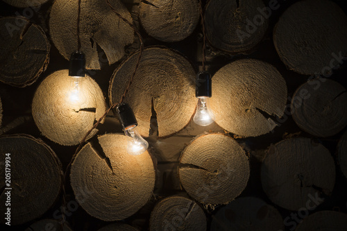 vintage lamps on a wooden background