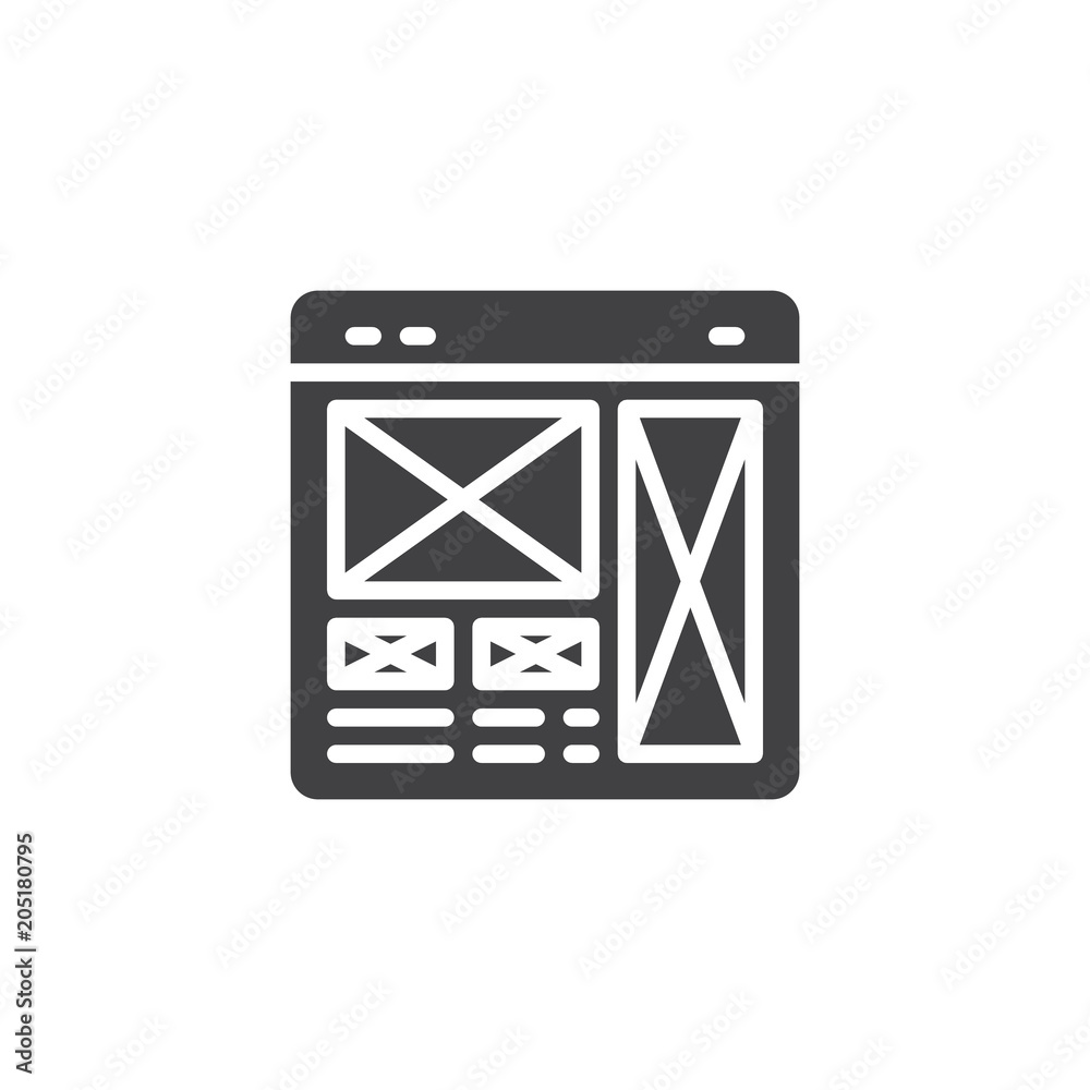 Page layout vector icon. filled flat sign for mobile concept and web design. Browser window simple solid icon. Symbol, logo illustration. Pixel perfect vector graphics Page layout vector icon. filled flat sign for mobile concept and web design. Browser window simple solid icon. Symbol, logo illustration. Pixel perfect vector graphics