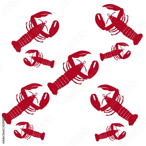 Vector Logo Illustration Lobster Simple Mascot Style, Crayfish Prawn Shrimp Lobster Claw Seafood 