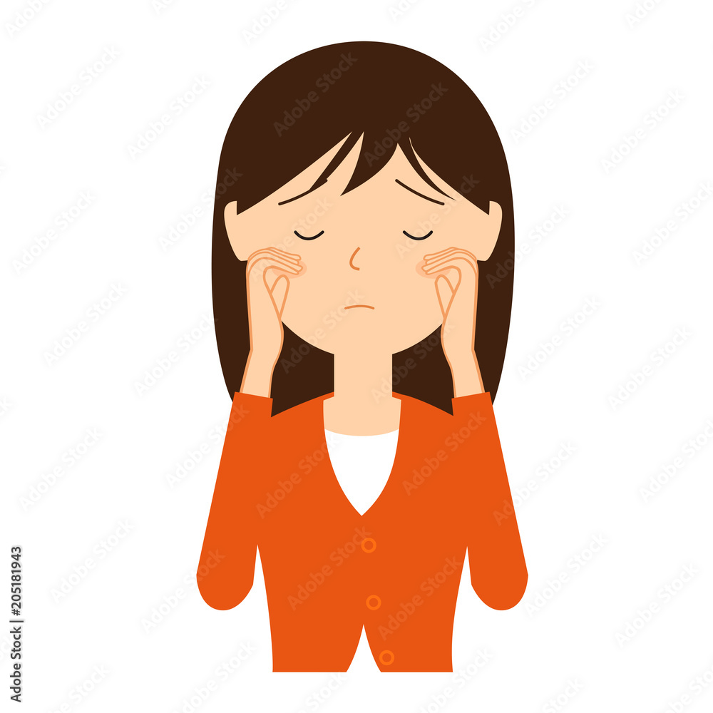 泣いている洋服の若い女性のイラスト