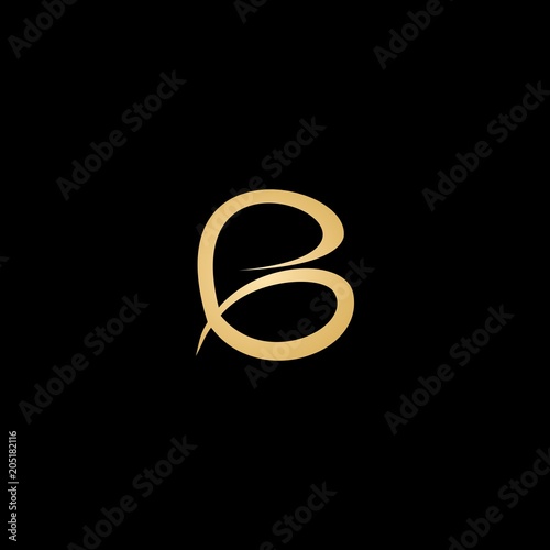 Luxury letter b logo template in gold color. Modern trendy initial luxury b letter logo design, luxury letter b beauty woman hair style icon design