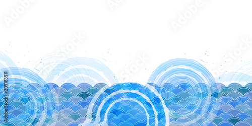 海　夏　和紙　背景 