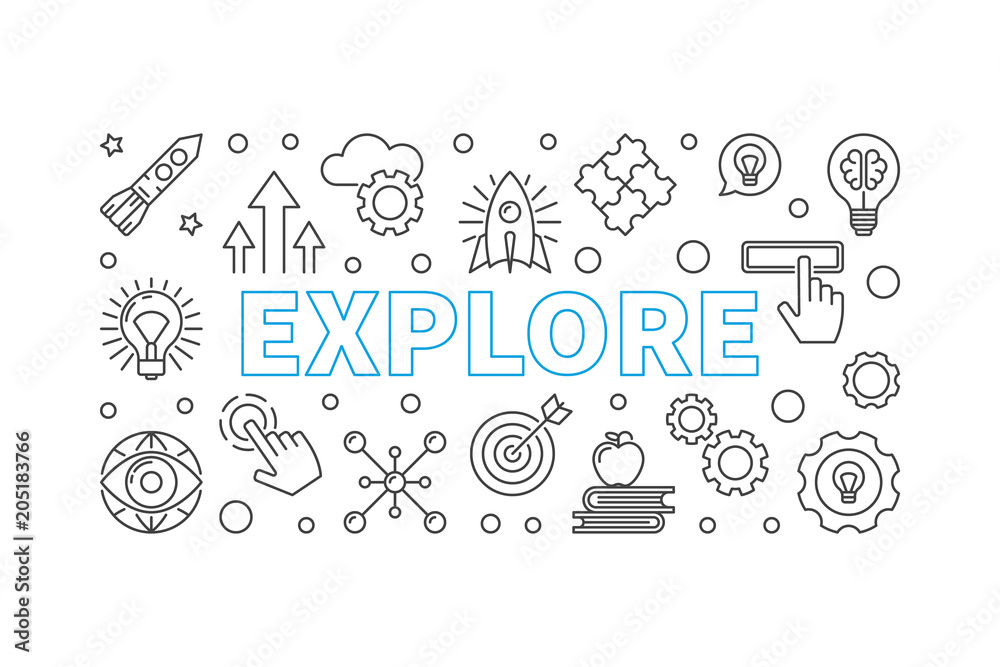 Explore vector horizontal banner in thin line style Explore vector horizontal banner in thin line style