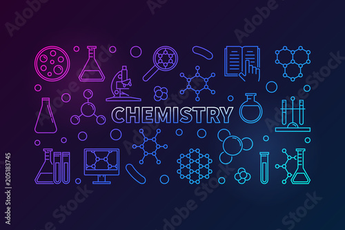 Chemistry vector colored education outline illustration