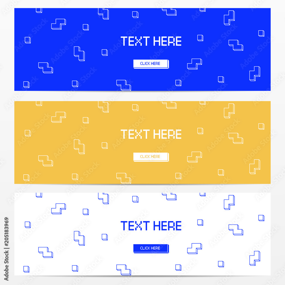 Vector cyber Tetris figure abstract background design.