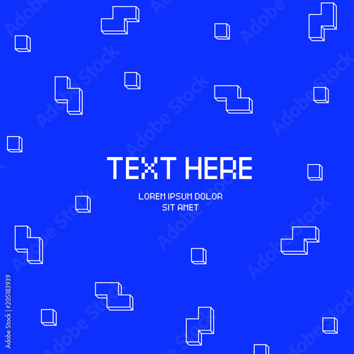 Vector cyber Tetris figure abstract background design.