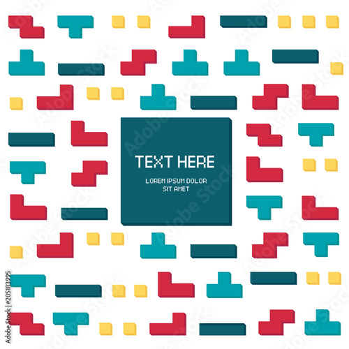Vector cyber Tetris figure abstract background design.