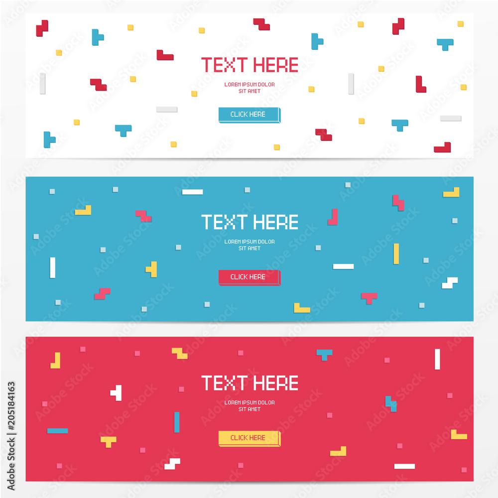 Vector cyber Tetris figure abstract background design.