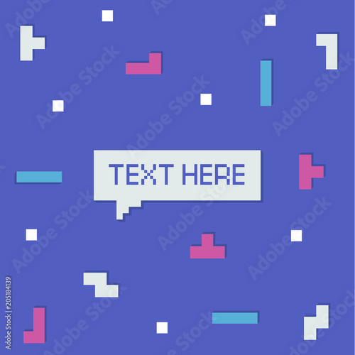 Vector cyber Tetris figure abstract background design.