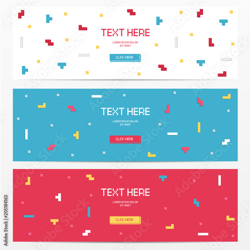 Vector cyber Tetris figure abstract background design.