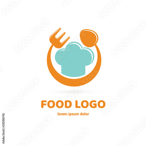 Modern minimalistic vector logo of food. Vector illustration. Food Logo, Restaurant logo, food and cooking logo.