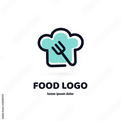 Modern minimalistic vector logo of food. Vector illustration. Food Logo, Restaurant logo, food and cooking logo.