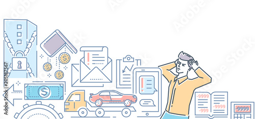 Bankruptcy - modern line design style colorful illustration