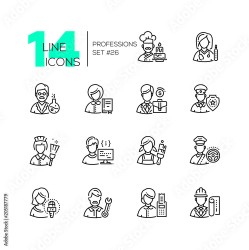 Professions - set of line design style icons