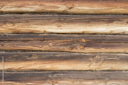 Brown round wooden logs, texture, background, close-up, copy space