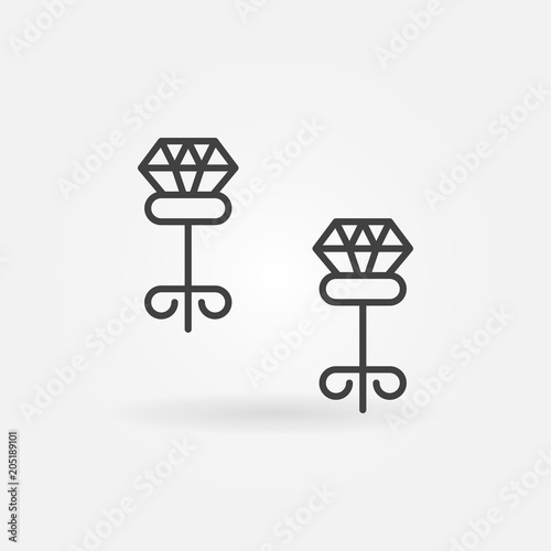 Carnation earrings with diamond vector outline icon © tentacula