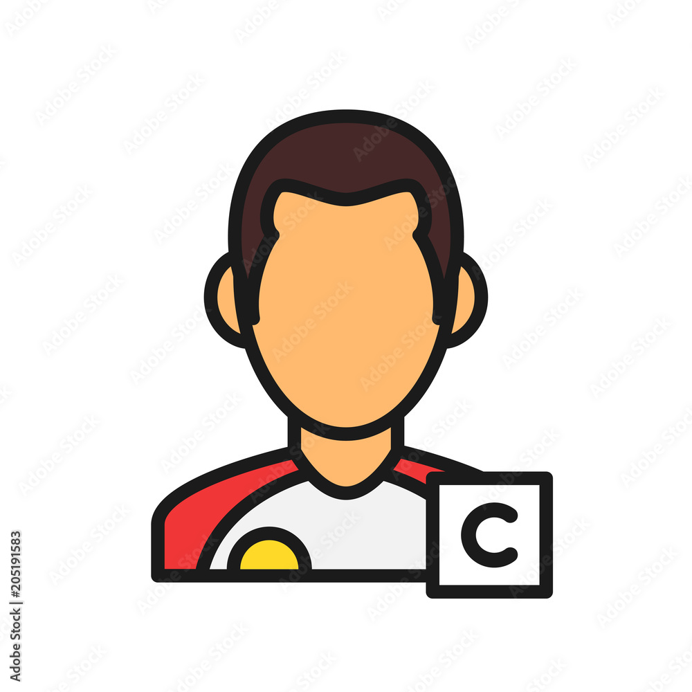 football captain team player icon. man with letter C illustration. simple outline style sport symbol. football captain team player icon. man with letter C illustration. simple outline style sport symbol.