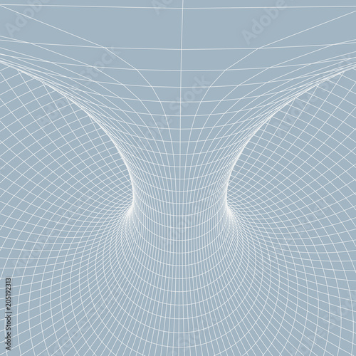 Wireframe torus with connected lines and dots . Mesh polygonal element. Vector Illustration EPS10.
