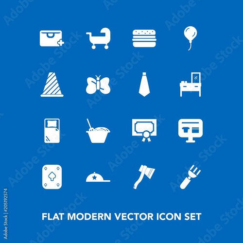 Modern, simple vector icon set on blue background with noodle, sign, ecommerce, insect, clothing, butterfly, sale, headwear, game, background, chinese, certificate, tool, fork, spoon, nature icons