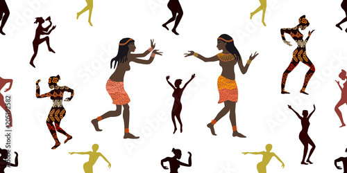 Dancing girls. Tribal art.